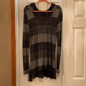 Black and Gray Metallic Hooded Tunic